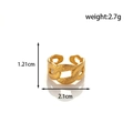 Adjustable golden stainless steel leaf oval chain ring with textured hammered finish - Chain Texture
