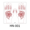 Brown red lace temporary henna tattoo sticker sheet featuring traditional floral hand patterns. - 220X210MM / HN-001