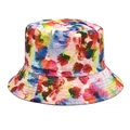 Detail of colorful oil painting tie-dye pattern on cotton bucket hat with parallel stitching - M(56-58cm) / Colorful Oil Painting Tie-Dye (2#)