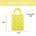 Mini EVA perforated beach tote bag in bright yellow finish, size 21x17x8cm, model A-05 - Yellow
