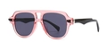 Modern oversized aviator sunglasses with pink translucent frame and dark polarized lenses - Pink Transparent Frame/Black Temple/Gray Lens (C4)