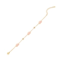 Bracelet lotus doré élégant avec breloques en émail rose et accents de zircone - Bracelet Lotus