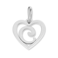Silver stainless steel hollow heart pendant with spiral detail for DIY jewelry making - Letter-C / Silver