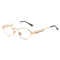 Retro steampunk round sunglasses with gold metal frame and unique spring temples - Gold Frame Clear