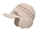 Gorra de béisbol de punto beige con forro polar y orejeras para el invierno frío - Beige