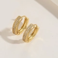 Elegante goldene U-förmige Creolen mit mikrogefassten weißen Zirkonia-Steinen - Gold Mikropflaster Zirkonia Reifen