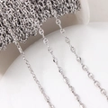 Close-up of silver-plated coffee bean pig nose metal chain link for DIY jewelry making - 4.5*6.5mm / White Gold
