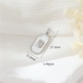 Detail view of oval white shell pendant with silver frame and zircon stone measurements - Palladium H-12101 White Zircon Oval