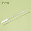 White reusable 1.2x21cm Tritan straw set with silicone tip and cleaning brush - 1.2x21cm / White