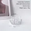 Spherical glass candle holder with diamond texture and beaded rim, 5x7cm size - Small Diamond