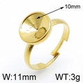 Base per anello regolabile in acciaio inossidabile dorato con vassoio tondo da 10mm per DIY - Aperto Regolabile / Oro (KLJ3880-Z)