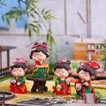 Set of 4 resin Tang Dynasty figurines in red and green robes for home desktop decor - Assorted Style (1056-20)
