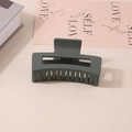 Dark grey matte rectangular hair claw clip for thick hair shown on a pink aesthetic card - #10 Matte Gray-green - 8.5cm / Bulk (No Packaging)