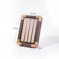Walnut wood jewelry display tray with champagne gold accents and white ring slots - Walnut Small Tray Beige Interior