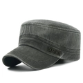 Faded dark gray washed cotton cadet cap with SPIRIT embroidery detail for men - Adjustable / Army Green