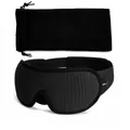3D sleep mask in black with breathable mesh and matching velvet storage drawstring bag - Mask + Velvet Bag / Black