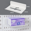 White wall-mounted pegboard shelf for tissues, 200mm length storage organizer - 20cm Tissue Holder - White
