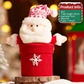 30cm Santa Claus gift box with red knitted snowflake base and striped hat - Long Leg Santa (Candy Box-S211-A)