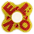 DIY diamond painting fidget spinner toy with yellow rhinestones and red XOXO pattern - Style TL14