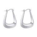 Detailed macro view of silver-toned U-shaped geometric earrings with polished mirror finish - VE979 White Gold Trapezoid