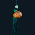Linden wood lotus sachet pendant with green tassel and jade-style beads - Lotus Style (3) / Approx. 2.3*2.5cm / Without Scent Beads