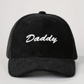 Gorra de béisbol de pana negra vintage con bordado Daddy blanco y correa ajustable - Negro