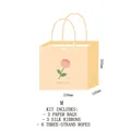 Yellow M-size floral gift bag with pink flowers and Always Thank You text - M Yellow Floral Collection / M Size (22x20x10cm)