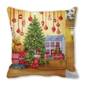 Christmas tree pattern pillowcase featuring festive toys on soft peach skin fabric - 18x18 Inch / 11