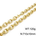 Polished gold stainless steel O-chain necklace with lobster clasp, 710x10mm size - Gold Necklace / 710x10mm