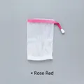 Rete per schiuma a doppio strato bianca con cordoncino rosso rosa per sapone - Rosa Rossa