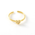 Classic gold titanium steel open ring with heart-shaped rhinestone inlay for women - Adjustable Open / Gold
