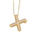 Collier avec pendentif lettre X doré serti de zircons brillants sur chaîne box - Lettre X