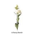 Artificial white peony flower bouquet with one bloom and green leaves for decoration - A Bunch of Peonies