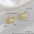 Elegant gold crab stud earrings with large oval zircon stone and small crystal accents - Gold Plated Crab EN03-9