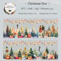 Kerstthema PET-tape met aquarelillustraties van een kerstboom en diverse geschenken - Kerstboom