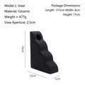 Matte black ceramic vase with geometric tiered design for minimalist decor 16x12x5cm - Matte Black - Style L