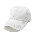 Vista dettagliata del cappellino da baseball in tela bianca con cuciture blu scuro - M (56-58cm) / Bianco