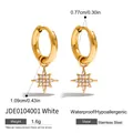 Orecchini a cerchio placcati in oro con pendente a stella in zircone bianco - Oro-Pendente a Stella