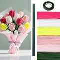 DIY handmade tulip kit with colorful pipe cleaners, flower stems, and pink wrapping paper - Pink Flower Material Pack