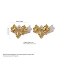 Golden bow-shaped stainless steel stud earrings with textured liquid metal finish - Liquid Metal Bowknot (FYD6149)