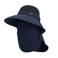 Dunkelblauer Outdoor-Sonnenhut für Herren mit Nackenschutz und Gesichtsschutzmaske - Marineblau