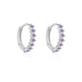 Eleganti orecchini a cerchio in argento sterling S925 con piccoli zirconi viola - Argento 925 / Platino Pietra Viola