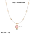 Dettaglio della collana di perle a fiori con misure 430mm di lunghezza e peso 7,6g - Stile Fiore Rosa(TN3540)