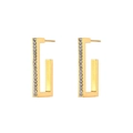 Eleganti orecchini a cerchio rettangolari placcati oro 18K con zirconi bianchi lucidi - Rettangolo Zirconia Intarsiata (E6813)