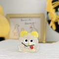 Mini molletta per capelli in acetato con viso buffo e orecchie gialle - 2.5cm / Bianco Iridescente