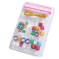 Multicolor dreadlock beads kit with metallic hair rings and gold cord in blister pack - Style 13 (Multi-color Set)