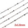 2x1.8mm stainless steel beaded chain for DIY jewelry making in polished steel finish - AH-176 (2x1.8mm) / Steel