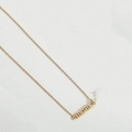 Gold tone chain necklace featuring a sparkling crystal MAMA pendant on white leather - mama (Double Chain)