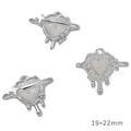 Silver melting heart pendant with opal stone and star ring for DIY jewelry, 19x22mm - Surrounding Heart Silver Cream Stone