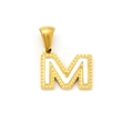 Golden uppercase letter M pendant with beaded edges and white inlay for necklaces - Letter M (Single Pendant)